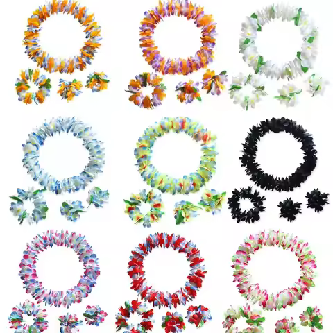 Party Supplies Hawaiian Artificial flower Garland Tropical Beach Aloha Theme Beach Leis Costume Colo