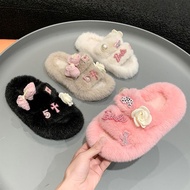 New Arrival~Girls Slippers Autumn Winter Girls Cartoon Furry Slippers Girls Warm Anti-slip Slippers