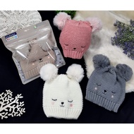 George 3D paint knitted beanie / George Baby knitted hat / George Pom-Pom beanie