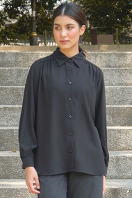 Giulianna Front Button Shirt - Black