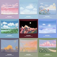 Pink Moon Tapestry Aesthetic Ins Hanging Cloth Background Landscape Oil Painting Tapestry Cloth Livi