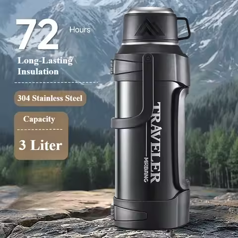 3L Stainless Steel Thermos Bottle – 72H Long-Lasting Insulation, Large Capacity Travel Flask for Cam