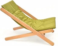 Outdoor lounge chair Deck chair Foldable Wooden Recliner With 4-speed Adjustable, Extended Seat, Portable Outdoor Sun Lounger, Cushion Rocking chair (Color : Green) Decoration