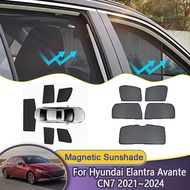 Car Mesh Sunshade For Hyundai Elantra Avante CN7 2021~2024 2025 Sunscreen Window Shade Magnetic Sun 