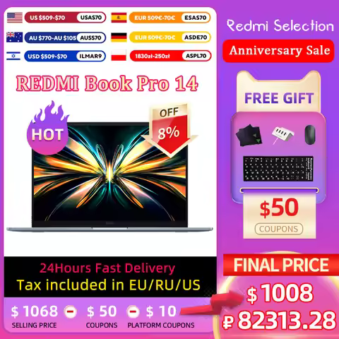 Xiaomi Laptop Redmi Book Pro 14 2025 Ultra 7 255H/Ultra 5 225H Intel Arc Graphics 32GB LPDDR5X 1T SS