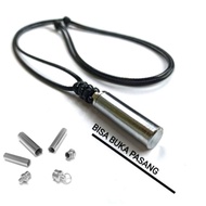 (KL54) KALUNG TALI HITAM LIONTIN BAJA PUTIH MODEL TABUNG BISA DIBUKA TUTUP PRIA WANITA WARNA SILVER 