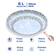 GL Crystal LED Ceiling Light 3 Colors 40 Watt Two Tier Round