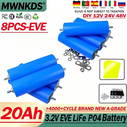 8pcs EVE C40 A-class 3.2V 20Ah 22Ah LiFePo4 Battery DIY 12V 24V 48V Motorcycle Motor Lithium Iron Ph