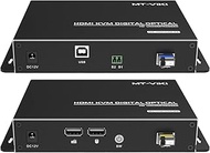 HDMI KVM Fiber Extender w/USB & 3.5mm Audio Full HD 1080P HDMI Over Single-Mode Fiber Optic Cable up