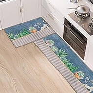 7VSTOHS Kitchen Rugs Set of 2, Non-Slip Kitchen Mats, Washable Kitchen Mats and Rugs Set, for Hallwa