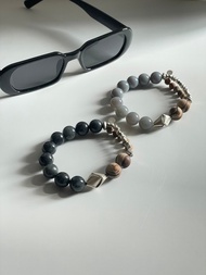 天然和田玉籽料青花 烟紫 手串  T243 244 時契