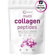 MicroIngredients Multi Collagen Peptides Powder, 2 lb (82 Servings) – Hydrolyzed Types I, II, III, V