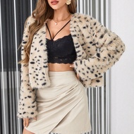 Dalmatian Print Open Front Fuzzy Coat