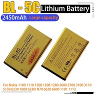 BL 5C Battery 3.7v Rechargeable Li Ion Batteries BL5C 2450mAh for Nokia 2600 1100 1110 1112 2610 623