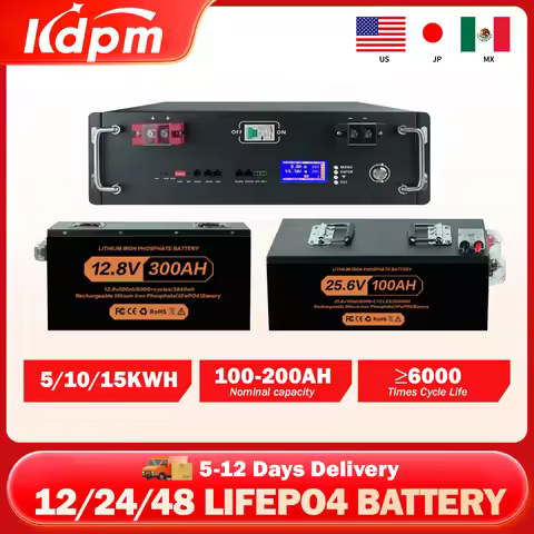 PL MX JP Stock 12V 24V 48V 100Ah 200Ah 300Ah 400Ah LiFePO4 Batteria Al Litio 100A BMS 6000+ ciclico 