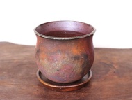 備前燒花盆 三切 [附托盤] u-075