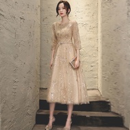 Long Sleeve Evening Dress Female Banquet 2022 New Formal Dress For Wedding Gown Occasion Elegant Cla