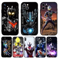 for iPhone 11 12 13 Pro Max Mini Cool Anime Ultraman【Q8】 9Y10 Fashion Black TPU Soft Silicone Phone 
