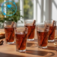 Set of 12 400ml Glass Cups - Beautiful 8-sided Tall Cups for Drinking Water, Tea, and Smoothies