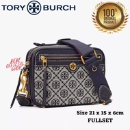 [ORIGINAL] TORY BURCH T Monogram Jacquard Camera Bag Navy  Tas Tory