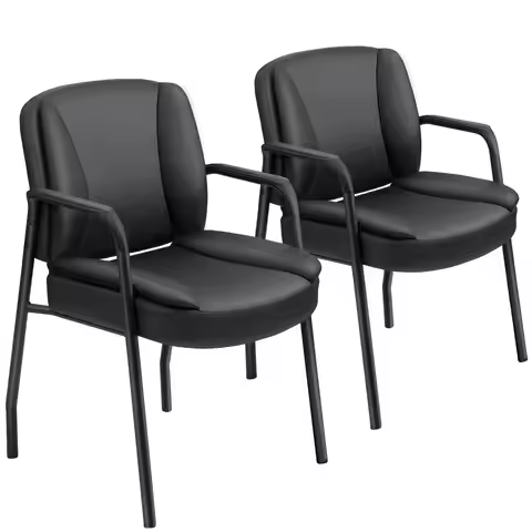 Office Guest Chair Reception Chair for Office Reception Lobby PU Leather Waiting Room Chair with Arm