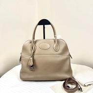 Hermes 大象灰保齡球Bolide 31 TC皮、銀鎖可手提、單肩