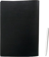 Recycled Cow Leather B5 Book & Notebook Cover Black Brass Dacapo Streamline Ballpoint Pen Set Pearl
