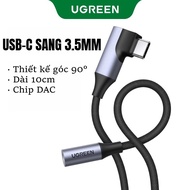 UGREEN Hi-Fi USB-C to 3.5mm Audio Converter Cable (90 Corner Plug) - 96kHz / 24bit DAC, Aluminum All