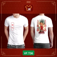 เสื้อยืดกินเจ SET.T8 เสื้อพระจีน คอกลม สีขาว