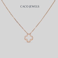 CACO 18K Rose Gold Plated Clover Necklace with Zirconia Diamond Non-tarnish "Ayana (Necklace)" (1 Pi