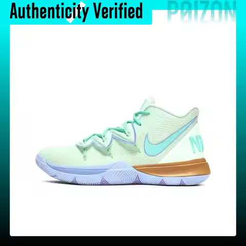 Nike x SPONGEBOB SQUAREPANTS Kyrie 5 Irving 5 Mid top Performance Basketball Shoes Men's Green Blue 