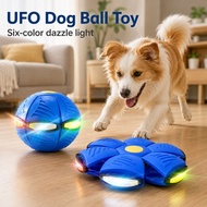 6-Light UFO Dog Ball Toy, Transforming Flying Disc Bounce Ball for Dogs, Interactive Outdoor Pet Toy