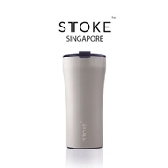 STTOKE [Mousse Taupe] LEAKPROOF 16/12 Oz Cup Reusable Shatterproof Ceramic Cup Coffee Tea