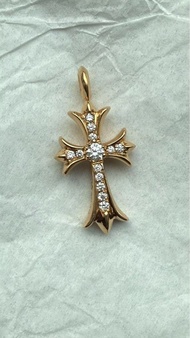 Chrome Hearts Diamond 22K gold Cross Pendant