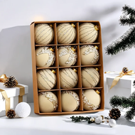 【Big Spade】 Flocked Christmas ball decorative hanging ornaments Christmas ball decorative set Large 