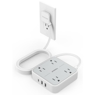 TESSAN ปลั๊กพ่วง ปลั๊กไฟ 4 Socket 1 สวิตซ์ รองรับ 2 USB &1 USB-C กำลังไฟ 2200W-สายยาว 2 เมตร ปลั๊กแบ