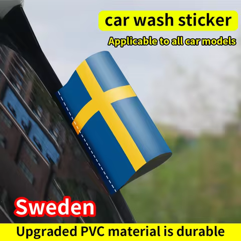 Sweden Flag Logo Sticker Auto Window Trunk Label Wash Label Sticker Decal Waterproof Sunscreen Decor