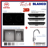 Turbo TIA800 Induction Hob+Turbo Incanto TSL-802-90 Oil Tray Slimline Hood+Blanco Naya8 Kitchen Sink+Blanco MidaXL Mixer