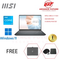 MSI Modern 14 B11MOU-869 14'' FHD Laptop Carbon Gray ( I3-1115G4, 4GB, 512GB SSD, Intel, W11 )