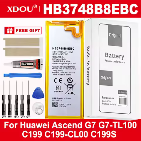 Brand-New HB3748B8EBC 3000mAh Battery For Huawei Ascend G7 G7-TL100 C199 C199-CL00 C199S RIO-AL00,TL