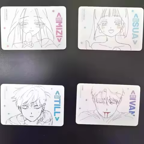 Alien Stage Hyuna Luka Sua Till Ivan Cosplay Anime Line Drawing Card Collectible White Baseline Draf
