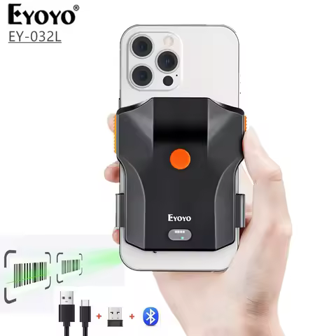 Eyoyo Barcode Scanner 2D Bluetooth Back Clamp Handheld 1D QR Scanner 2.4G Wireless Bar Code Reader F