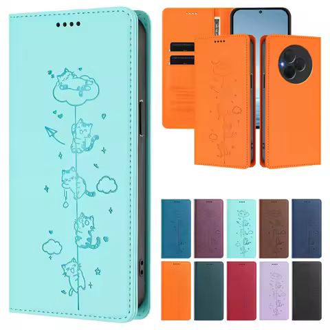 Cat Leather Flip Wallet Case For TCL NxtPaper 60 Ultra 50 LE XL XE SE 60R 605 505 503 501 K32 K33 RF