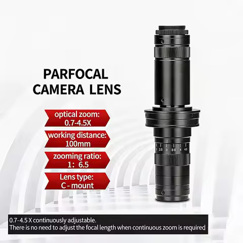 Industrial HD Microscopy C Mount Lens Optical Monocular Zoom Lens Electronic Video Camera Microsc 0.