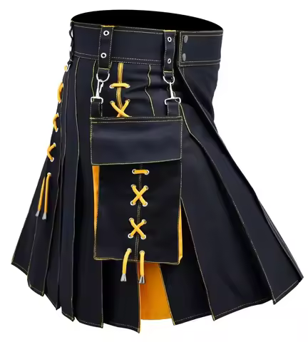 Men's Scottish Utility Kilt, Medieval Gothic Lace‑Up Pleated Skirt, Vintage Renaissance Festival Cos