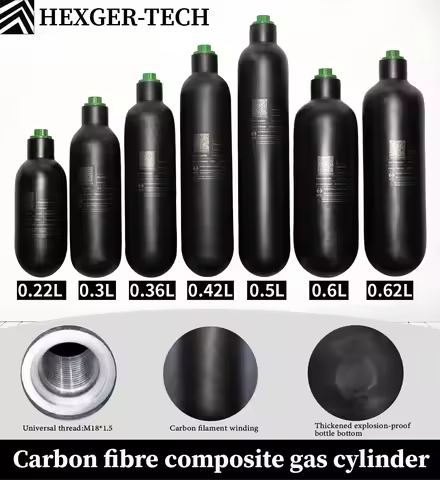 4500PSI 300BAR 0.22L,0.3L,0.36L,0.42L,0.5L Carbon Fiber Cylinder Scuba Diving Cylinder HPA Bottle Hi