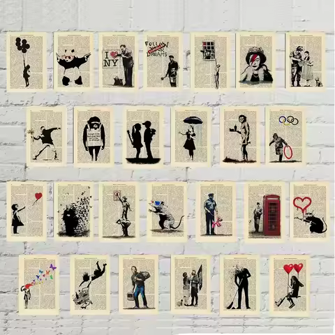 Banksy Street Graffiti Art Print Banksy Street Art Stencils Book Poster Room Gift Wall Decor Poster 