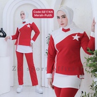 MERAH Bsju Celama Kekinian Latest Adult Suit 2025 Oneset Red and White Adult Set Independence Indepe
