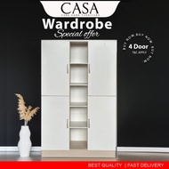 CASA-4Door Wardrobe | 4 ft 4 Door | 4 Kaki Almari Baju | Bedroom Set | Almari Murah | Almari Fast De