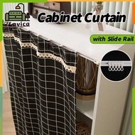 【MY】Kitchen Cabinet Curtain Langsir Kabinet Dapur Shade Wardrobe Anti-dust Cover Curtains Slippery Course Cloth Rail